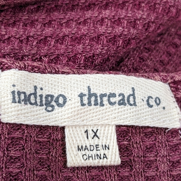 Indigo Thread women's long sleeve cold shoulder plus size 1x waffle knit top b26 - Picture 3 of 11